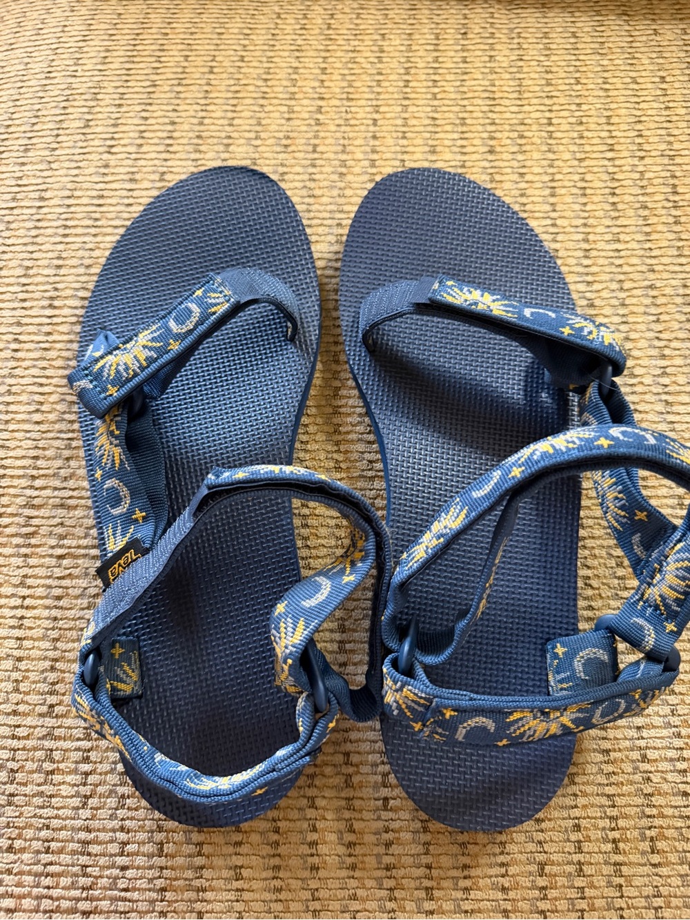 Teva Women's Navy Blue Sandals with Yellow Accent Pattern